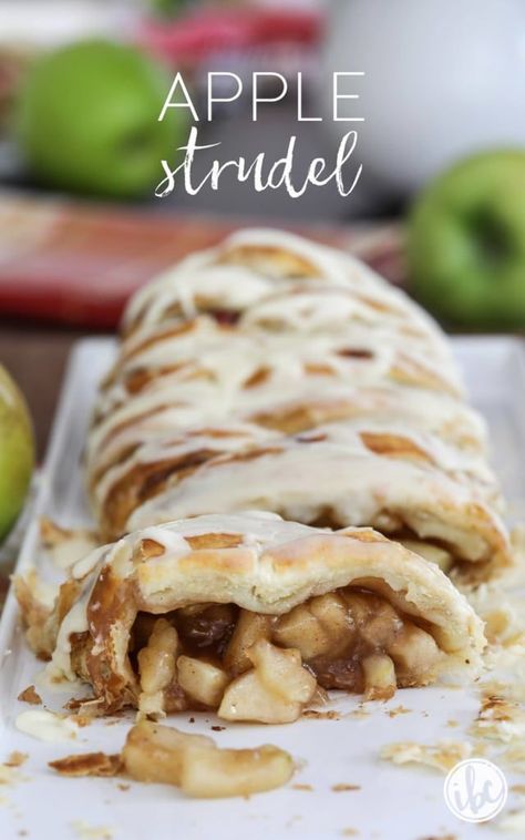 Make the BEST Apple Strudel at home with this delicious and easy recipe. #homemade #apple #strudel #fall #baking #dessert #puffpastry #recipe Homemade Strudel, Easy Apple Strudel, Apple Strudel Recipe, Strudel Recipes, Fall Apple Recipes, Apple Puff Pastry, Fall Baking Recipes, Apple Strudel, Apple Dessert Recipes