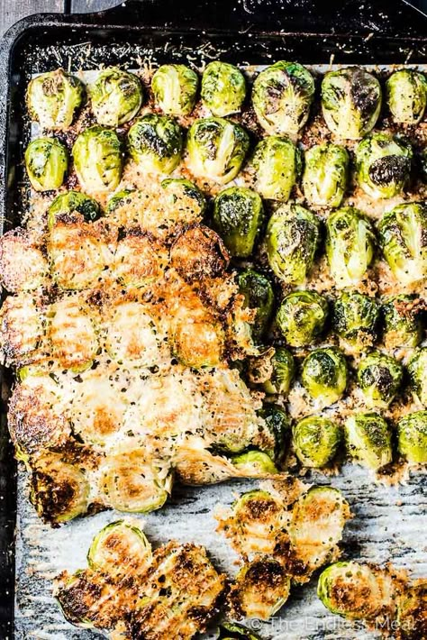 Parmesean Brussel Sprouts, Grilled Brussel Sprouts, Parmesan Brussels Sprouts, Baked Brussel Sprouts, Brussel Sprout Recipes, Roasted Sprouts, Crispy Cheese, Roasted Brussel, Sprout Recipes