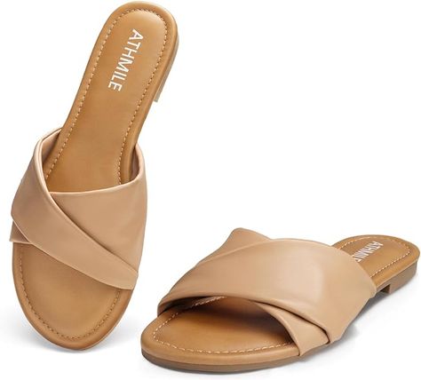 Limited time deal $26.99 (18% Off)(List Price: $32.99) ATHMILE Sandals Women Dressy Summer Flat Comfortable Fashion Beach Cute Ladies Slides Leather Casual Braided Dress Sandal Size 6-11 Summer Flat Sandals, Casual Braids, Braided Dress, Ladies Slides, Summer Sandals Flat, Beige Sandals, Comfort Sandals, Sandals Flat, Summer Flats