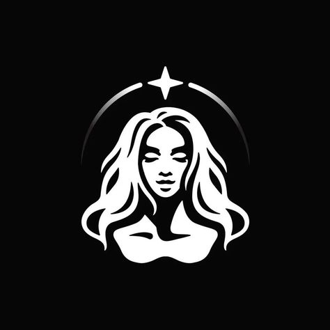 Siren Logo Design, Woman Icon Logo, Goddess Logo Design, Female Logo Design, Woman Logo Design, Goddess Logo, Goddess Illustration, Logo Woman, Angel Logo