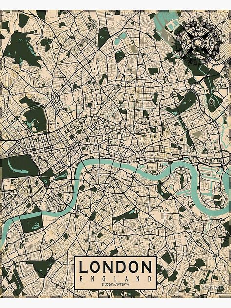 "London City Map of England - Vintage" Poster for Sale by deMAP | Redbubble Vintage London Poster, Maps Of London, London Poster Vintage, London Map Aesthetic, London Graphic Design, Golden Enclaves, Vintage Travel Aesthetic, London Aesthetic Vintage, England Illustration