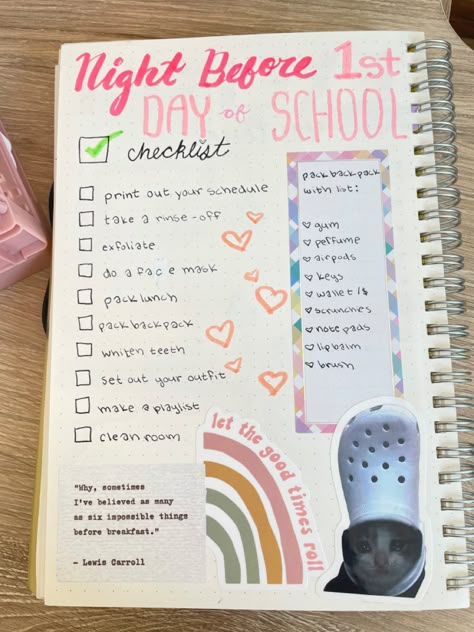 How To Prep For Back To School, First Day Of School Asthetics, What To Pack For First Day Of School, Night Before 1st Day Of School, Back To School Prep Checklist, Before The First Day Of School, Things To Do On The First Day Of School, First Day Of Secondary School, Day Before School Checklist