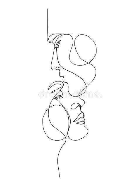 2 Faces Tattoo, Faces Tattoo, Continuous Line Tattoo, Minimalist Concept, Line Drawing Tattoos, Contour Line Drawing, Face Tattoos For Women, One Line Tattoo, Face Line Drawing