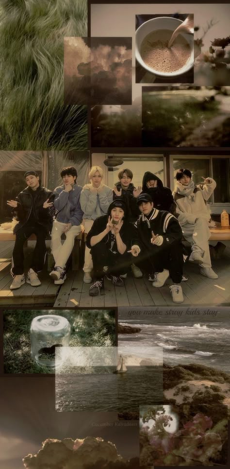 Straykids Skzoo Wallpaper, Stray Kids Photoshoot Group, Skz Phone Wallpaper Aesthetic, Stray Kids Live Wallpaper, Fall Kpop Wallpaper, Aesthetic Straykids Wallpaper, Stray Kids Collage Wallpaper, Stray Kids Lockscreen Aesthetic, Dreamcore Aesthetic Wallpaper