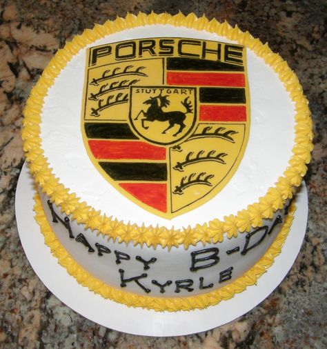 Porsche cake Porsche Cake, Car Cakes For Men, Kids Cake Ideas, Tire Cake, Cake Design For Men, Melon Cake, Car Cakes, Honeycomb Cake, Logo Cake