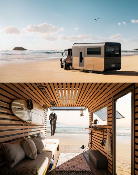 Mio Space can be used at home or outdoors Live In Trailer, Tiny House Caravan, Diy Trailer Camper, Minimalist Tiny House, Luxury Caravans, Camping Projects, Mini Caravan, Caravan Trailer, Airstream Rv