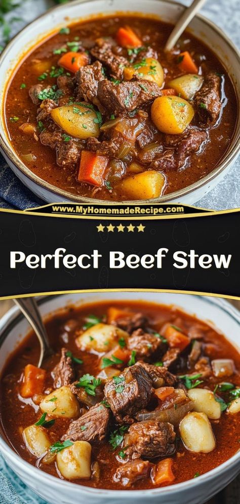 This perfect beef stew is hearty, savory, and packed with tender beef and vegetables. Ideal for a cozy fall or winter meal! Ingredients: 1 lb beef stew meat 3 carrots, chopped 3 potatoes, diced 4 cups beef broth Make this beef stew for a warm and comforting meal, perfect for chilly nights Recipes Using Beef Broth, Winter Beef Stew, Vegetable Beef Stew Recipe, Quick Beef Stew, Diced Beef Recipes, Beef Stew Soup, Flavorful Beef Stew, Tender Beef Stew, Hearty Winter Recipes