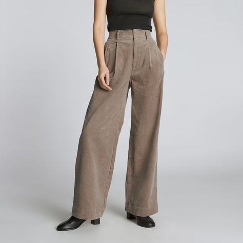 The Corduroy Way-High® Drape Pant Taupe Grey – Everlane Flare Lounge Pants, Corduroy Fashion, Stylish Pants Women, Closet Redo, Drape Pants, Cropped Chinos, Womens Black Pants, Lounge Pants Womens, Xmas 2022