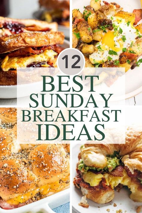 Four images of Sunday breakfasts. Sunday Breakfast Ideas, Delicious Breakfast Ideas, Breakfast Crockpot Recipes, Christmas Breakfast Recipe, Paleo Recipes Breakfast, Ultimate Breakfast, Crockpot Breakfast, Gluten Free Recipes For Breakfast, Quick Breakfast Recipes