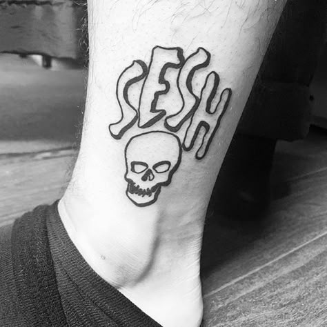 Team Sesh Tattoo, Sesh Tattoo, Team Sesh, Bones Tattoo, Bone Tattoos, Best Tattoo Ideas, Fav Music, Ankle Tattoo, My Tattoo