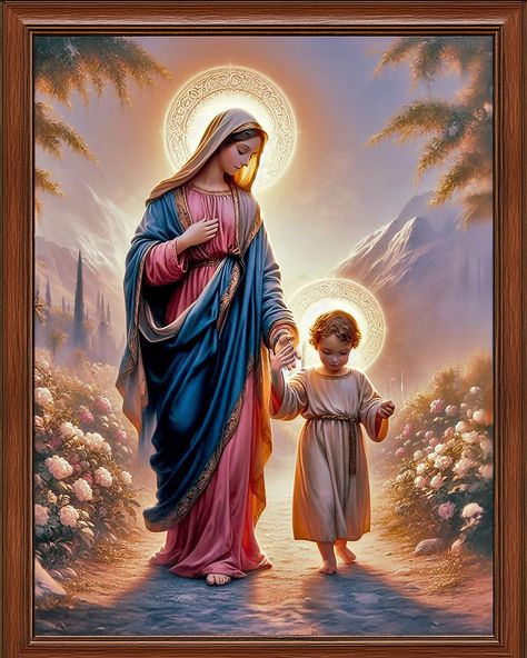 Mother Mary walking child Jesus, a poster digital download on my Etsy shop #maryandjesusart #christianart #etsyshopowner Jesus Digital Art, Mary Jesus Mother, Mother Mary Pictures, Madonna Art, Jesus Mother, Mother Mary Images, Mother Pictures, Jesus Artwork, Jesus Christ Artwork