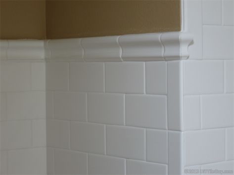 Subway Tile Installation: Three Basic Tips | DIYTileGuy Beveled Subway Tile, Wainscoting Bathroom, Subway Tiles Bathroom, Bullnose Tile, Tile Edge, Bathroom Red, Subway Tile Backsplash, Tile Trim, Bathroom Redo