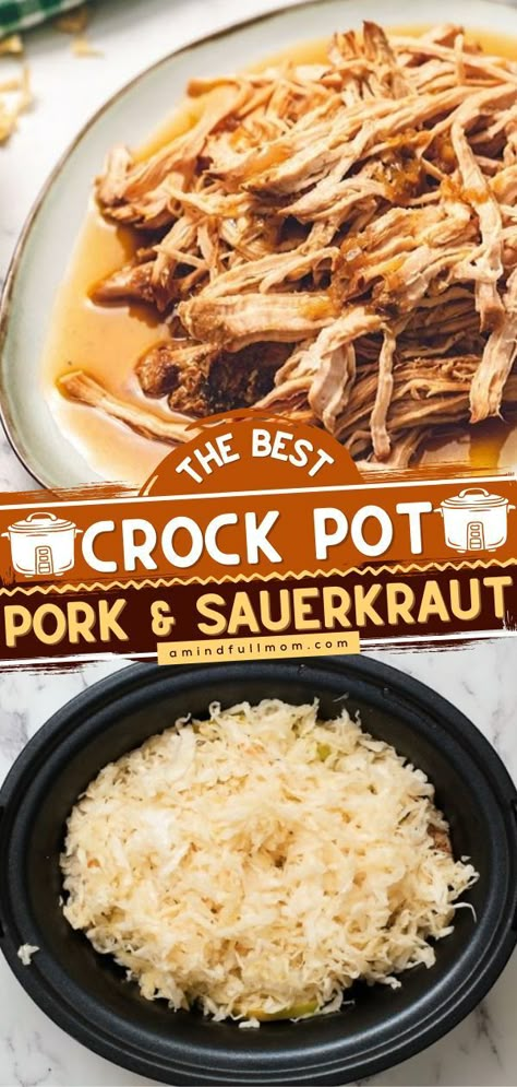 Slow Cooker Pork And Sauerkraut Recipe, Sauerkraut And Apples, Crockpot Pork And Sauerkraut, Pork Roast Crock Pot, Pork And Sauerkraut Recipe, Easy Slow Cooker Meal, Pork Roast And Sauerkraut, Roast Crock Pot Recipes, Slow Cooker Pork Recipes