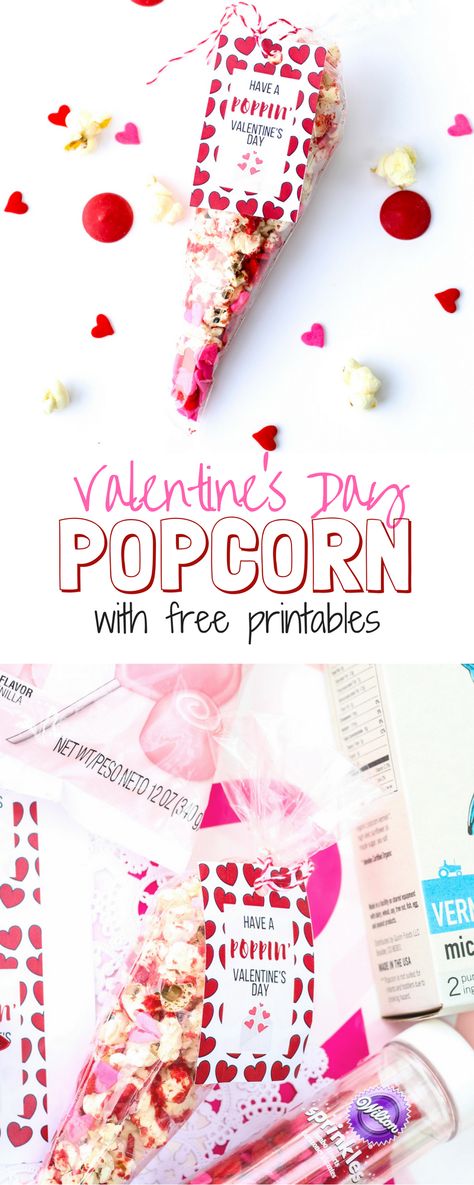 Valentine's Printables for Classrooms, Valentine's Day Popcorn Printable, Easy Valentine's Ideas for Preschoolers Popcorn Valentine Ideas, Popcorn Printable, Valentine's Printables, Popcorn Valentine, Romantic Dinner At Home, Popcorn Treats, Ideas For Preschoolers, Valentine's Day Treats, Kid Desserts