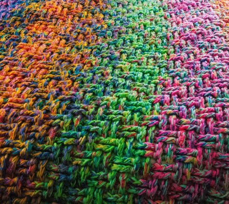 Keeping It Stepford: Scrap Yarn Blanket - Tutorial Scrap Yarn Crochet Blanket, Scrap Yarn Crochet, Yarn Blanket, Basketweave Stitch, Stitch Blanket, Crocheted Blanket, Crochet Afgans, Crochet Blanket Afghan, Scrap Yarn