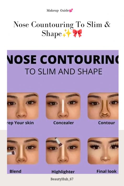 How To Contour Without Contour, Contour For Bulbous Nose, Small Nose Makeup, Bulbous Nose Contour, Asian Makeup Contouring, Cosrx Skin Care, Conturing Makeup, Bold Lipstick Makeup, Contour Guide