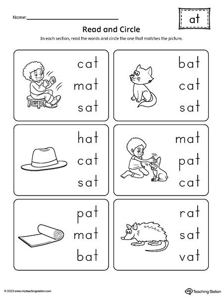 At Cvc Worksheets, At Words Worksheets Free Printable, At Worksheets For Kindergarten, Ecd Worksheet, Cvc At Words Worksheets, At Cvc Words, Cvc Am Words Worksheets, At Word Family Worksheet, An Family Words Worksheets