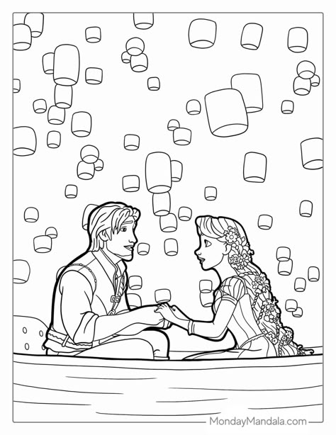 Tangled Coloring Pages, Rapunzel Coloring Pages, Disney Coloring Sheets, Tangled Movie, Adult Colouring Pages, Free Adult Coloring Pages, Disney Colors, Coloring Pages Free Printable, Princess Coloring