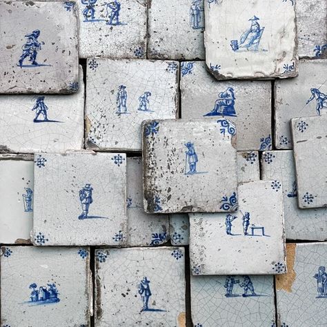 Dutch Tiles, Hand Painted Tile, Ceramic Furniture, Delft Tiles, Antique Tiles, John Derian, Vintage Tile, Tile Inspiration, Fireplace Tile