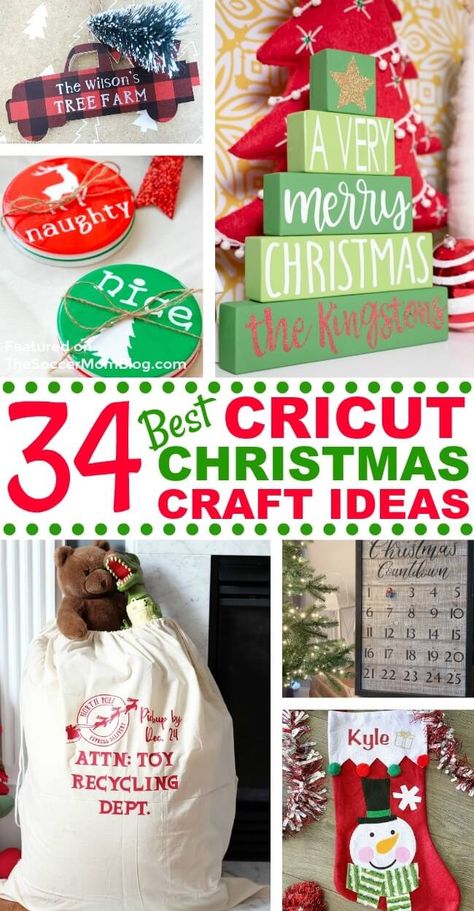 An inspiring collection of the best Cricut Christmas crafts from the most talented DIY bloggers on the web! Learn how to make personalized ornaments, stockings, pajamas, and more with these brilliant Cricut Christmas craft ideas! Cricut Christmas Crafts, Cricut Christmas Ideas, Christmas Cricut, Christmas Craft Ideas, Christmas Crafts To Make, Cricut Christmas, Diy Holiday Gifts, Christmas Coasters, Cadeau Diy