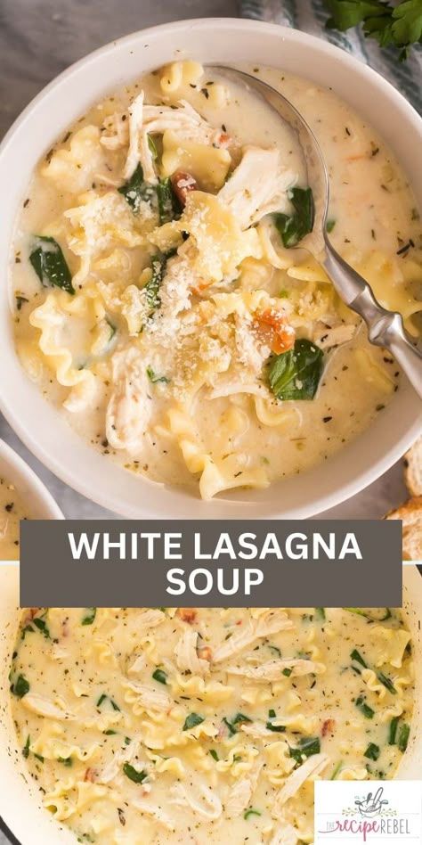 Cozy Soups Recipes, Broccoli Lasagna Soup, White Lasagne Soup Recipe, Soup Sunday Ideas, Creamy Lasagna Cheese Tortellini Soup, Homemade Soups For Fall, Creamy Soups For Winter, Weight Watchers Soups And Stews, Broccoli Cheddar Lasagna Soup