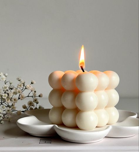 Bubble Candle - Cube Soy Wax Candles, Home Decor Candle, Scented Candle Set 2 Pieces, Home Use and Gifting Bubble Mum, Bubble G, Candle Bubble, Trendy Candle, Candle Photography Ideas, Cube Candle, Candle Photography, Flower Tray, Minimalist Candles