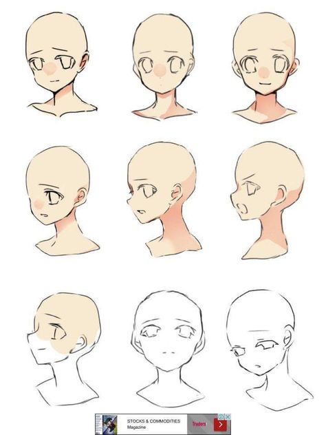 Anime Headshot Poses Reference, Anime Head Reference, Anime Head Shapes, Sketch Head, Cute Sketchbooks, Drawing Body Poses, Body Drawing Tutorial, Human Anatomy Drawing, Manga Drawing Tutorials