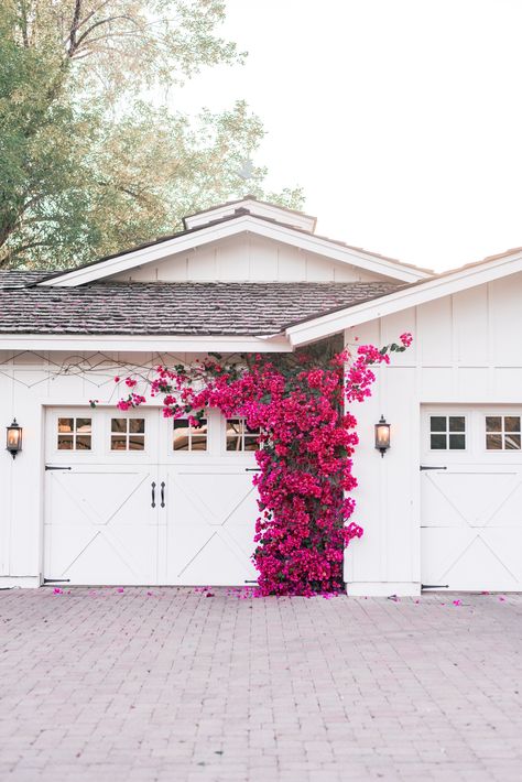 Arcadia Phoenix, White Garage Doors, Garage Door Ideas, Phoenix Homes, Unique House Design, Contemporary Farmhouse, Interior Modern, Exterior Home, Bougainvillea