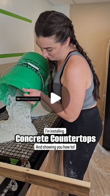 Kelsi Clem on Instagram: "I'm taking you along for the ride as I finished up these concrete countertops! I love how these are turning out! Would you ever put these in your home?!  . . . . #diy #doityourself #womenwhobuild #bardesign #homereno #homeupgrades #homedecor #homeupdates #concretecountertops #cementcountertops" Concrete Countertops Laundry Room, Easy Concrete Countertops, Diy Black Concrete Countertops, Diy Kitchen On A Budget, Micro Cement Countertop, Granite And Butcher Block Countertops, Concrete Countertops With White Cabinets, Concrete Kitchen Island Ideas, Dyi Countertops