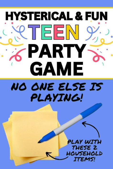 Hilarious teen game for teen sleepovers, birthday parties for teenagers or youth group games! Simple group game with household items and fun last minute game to add to your teen party activities or sleepover party games! One of the best teenager games for large groups or games with no supplies! Fun for any party theme games for teens! #teengame #gamesforteenagers #teenparty #sleepoverparty #easygames #birthdaygames #youthgroupgames #groupgames #gameideas Party Games For Teenage Girls, Table Games For Teens, Teen Birthday Party Game, Survival Games Activities, Games For 3rd Graders Activities Fun, Fun Games To Play With A Big Group Of Friends, Fun Games To Play In School, Lds Games For Youth, Teenage Party Games Indoor