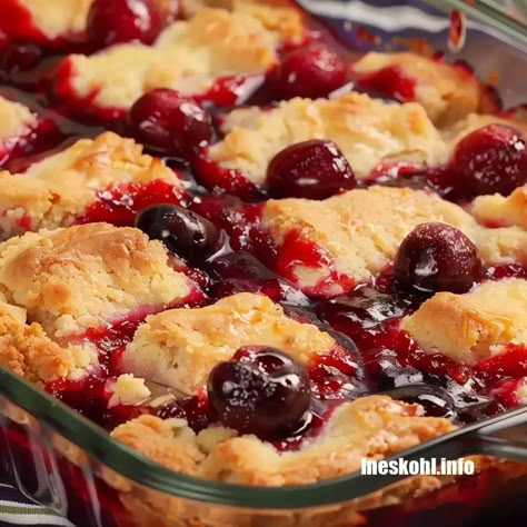 Old-Fashioned Cherry Cobbler | InesKohl Kitchen Cherry Pie Filling Cobbler, Cherry Dump Cobbler, Apple Cherry Cobbler, 7 Up Cherry Cobbler, Cherry Desserts Recipes, Fruit Cobblers Dessert, Easy Dessert Recipes Using Cherry Pie Filling, Best Cherry Cobbler Recipe, Cherry Cobbler Recipe Pie Fillings