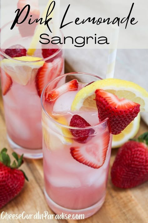 Pink Mixed Drinks, Vodka Pink Lemonade, Pink Alcoholic Drinks, Pink Lemonade Vodka, Lemonade Sangria, Pink Lemonade Recipes, Bachelorette Drink, Baby Shower Drinks, Lemonade Cocktail