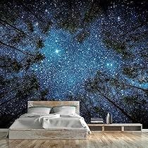 Starry Wallpaper, Galaxy Tree, Celestial Bedroom, Moody House, Galaxy Room, Room Kindergarten, Background Bedroom, Jungle Bedroom, Attic Bedroom Designs