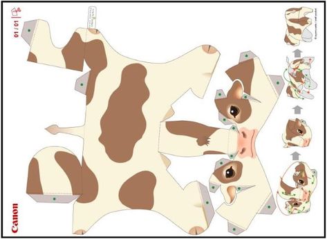 PAPERMAU: A Cute Calf Miniature Paper Toy - by Ayumu Saito & Craft Pocket Cow Paper Craft, Animal Paper Craft, Paper Animal Crafts, Disney Paper Dolls, Paper Child, Paper Toy, Paper Toys Template, Pop Up Art, Paper Doll Template