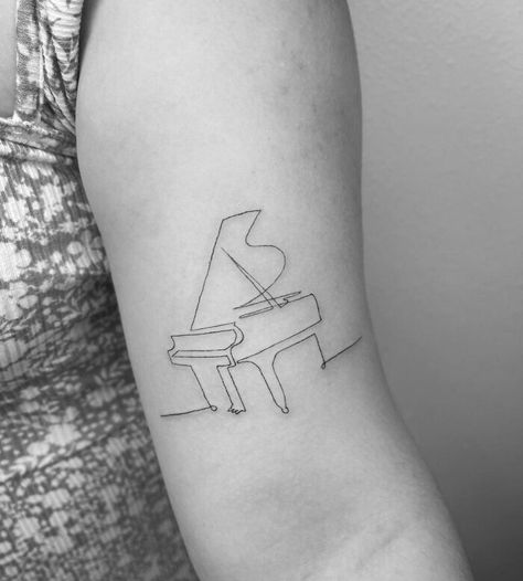 Tiny Piano Tattoo, Guitar And Piano Tattoo, Minimal Piano Tattoo, Piano Man Tattoo, Flute Tatoos, Minimalist Piano Tattoo, Grand Piano Tattoo, Piano Tattoo Designs, Piano Tattoo Ideas