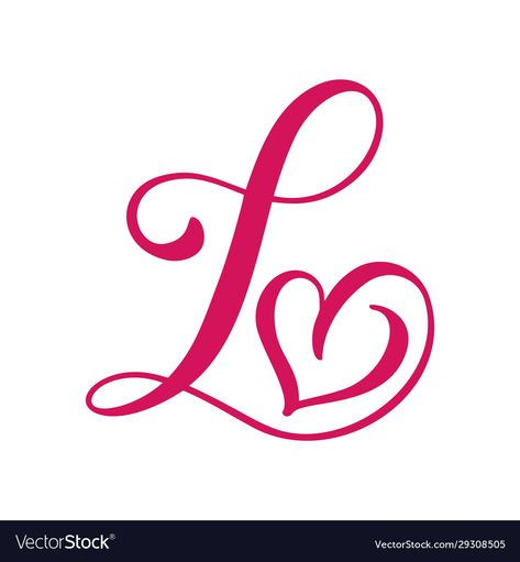 Calligraphy Alphabet With Hearts, L With Heart Tattoo, Fancy Letter A Design, L Letter Design Art, L With A Heart, L Heart Tattoo, Letter L Tattoo Ideas, L Letter Images, Letter L Calligraphy