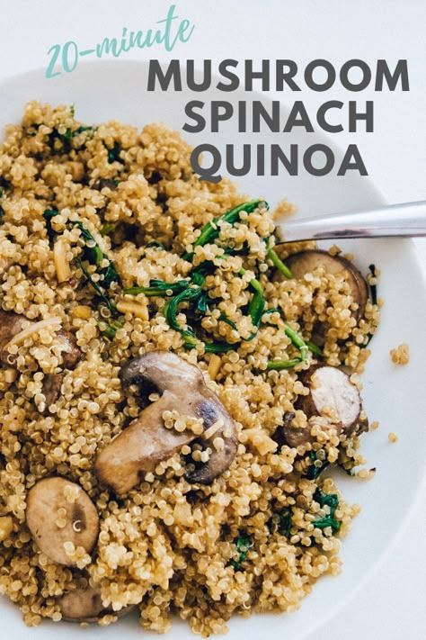 Quinoa Recipes Easy, Quinoa Recipes Healthy, Mushroom Spinach, God Mat, Quinoa Recipes, Veggie Dishes, Vegan Dishes, Vegan Dinners, Mediterranean Diet