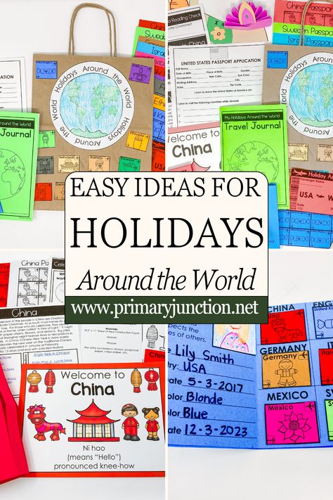 Are you teaching a unit on holidays around the world? Here are 13 easy-to-implement teaching ideas for your classroom! Holidays Around The World 2nd Grade, Holiday Traditions Around The World, Holidays Around The World First Grade, Holidays Around The World Preschool, Holidays Around The World Kindergarten, Christmas Around The World Theme, December Holidays Around The World, Christmas Around The World Activities, Holidays Around The World Activities