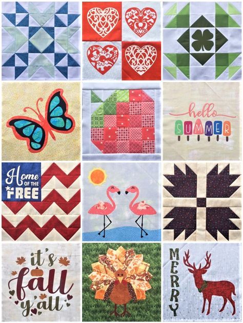 12 Month Quilt Blocks, Flower Quilt Blocks, Unique Quilt Patterns, Calendar Quilts, Unique Quilt Pattern, February Month, Butterfly And Flower, Creative Sewing, Flower Quilt