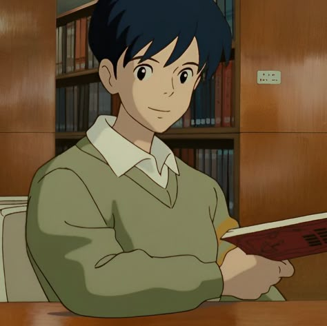 𝒘𝒉𝒊𝒔𝒑𝒆𝒓 𝒐𝒇 𝒕𝒉𝒆 𝒉𝒆𝒂𝒓𝒕 Seji Amasawa, Seiji Amasawa Icon, Studio Ghibli Outfits, Ghibli Whisper Of The Heart, Ghibli Outfits, Ghibli Men, Ghibli Boys, Ghibli Concept Art, Seiji Amasawa