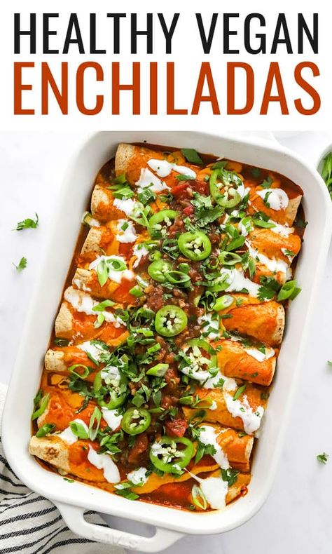 Vegan Enchiladas Black Beans And Corn, Bird Food Recipes, Vegan Enchiladas, Vegan Queso, Beans And Corn, Healthy Mexican Recipes, Vegetarian Enchiladas, Eating Bird Food, Vegan Mexican Recipes