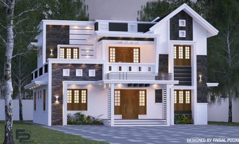 House Design With Plan, Bar Ideas For Home, Modern Bungalow Exterior, House Outer Design, Affordable House Plans, House Roof Design, House Balcony Design, Modern Small House Design, Kerala House