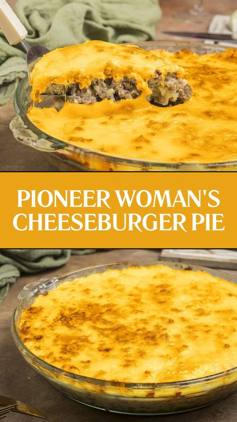 Pioneer Woman's Cheeseburger Pie Cheeseburger Pie Recipe, Bisquick Cheeseburger Pie, Cheeseburger Pie Without Bisquick, Impossible Cheeseburger Pie Bisquick, Cheeseburger Pie Bisquick, Bisquick Pot Pie Recipe, Ground Beef Pot Pie, Hamburger Pie Recipes, Pioneer Woman Recipes Dinner