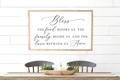 Bless the Food Before Us the Family Beside Us and the Love - Etsy Bless The Food Before Us, Farmhouse Kitchen Signs, Bless The Food, Cute Envelopes, Light Frame, Wall Decor Kitchen, Dining Room Wall Decor, Kitchen Sign, Dining Room Wall