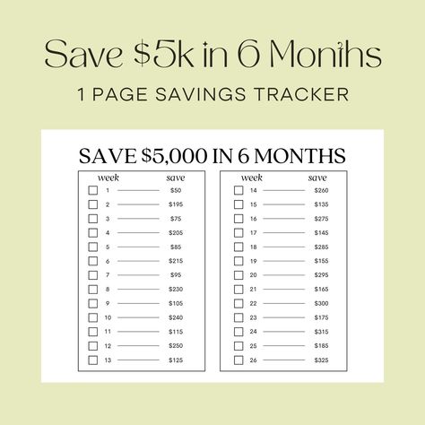 Save 5 Grand in 6 Months by TheJuanShop on Etsy Save For Disney In 6 Months, 4000 In 6 Months, 5k In 6 Months Savings, Savings Checklist, 5000 In 6 Months, Saving Methods, Money Saving Methods, Habit Tracker Printable, Saving Plan