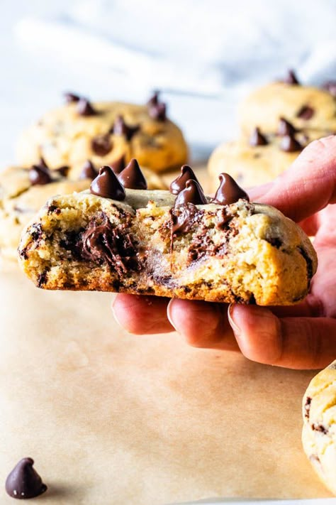 Jumbo Thick Chocolate Chip Cookies #chewy #chocolatechipcookies #cookies #chocolate #baking #cookieexchange #chewycookies #jumbo #homebaker #easy #cookiemonster Jumbo Drop Cookies, Extra Large Chocolate Chip Cookies, Mega Chocolate Chip Cookies, Thick Chocolate Chunk Cookies, Thick Chewy Cookies, Thick And Chewy Chocolate Chip Cookies, Jumbo Cookie Recipe, Jumbo Chocolate Chip Cookies, Thick Chocolate Chip Cookies