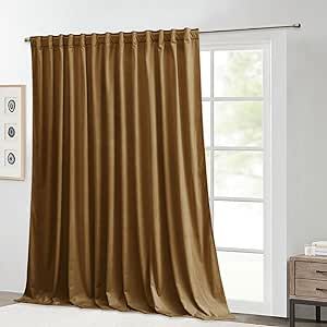 StangH Gold Brown Velvet Curtains 108 inches Long Light Blocking Thermal Insulated Window Panels Privacy Protect Drapes for Living/Dining Room, W100 x L108, 1 Panel Brown And Gold Living Room Decor Curtains, Brown Velvet Curtains, Extra Wide Curtains, Sliding Door Panels, Sliding Door Curtains, School Dorm, Office Store, Bedroom Patio, Long Light