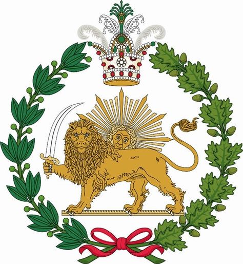 Iranian Imperial Coat of Arms With Lion Sword and Sun Motif Lion And Sun, Iran Art, Qajar Dynasty, Iran Flag, Persian Tattoo, King Of Persia, Pahlavi Dynasty, Farah Diba, Iran Culture