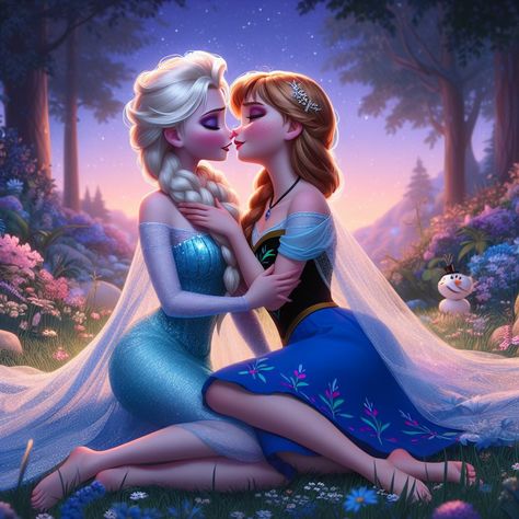 Disney Princess Lesbian Wallpaper, Disney Princess Kiss, Disney Princess Yuri, Disney Kızları, Frozen Sisters, Anna Disney, Frozen Pictures, Disney Elsa, Frozen Elsa And Anna