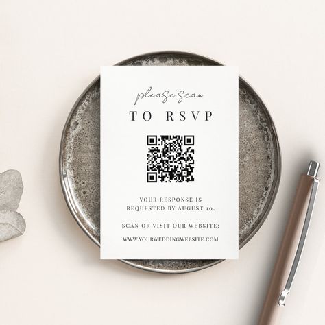 Serif Lettering, Elegant Black And White Wedding, Cards Black And White, Qr Code Wedding, Rsvp Online, Typography Wedding, Rsvp Wedding, Simple Typography, Wedding Rsvp Cards